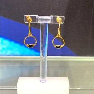Brand new, Pandora 14k gold and onyx earrings
